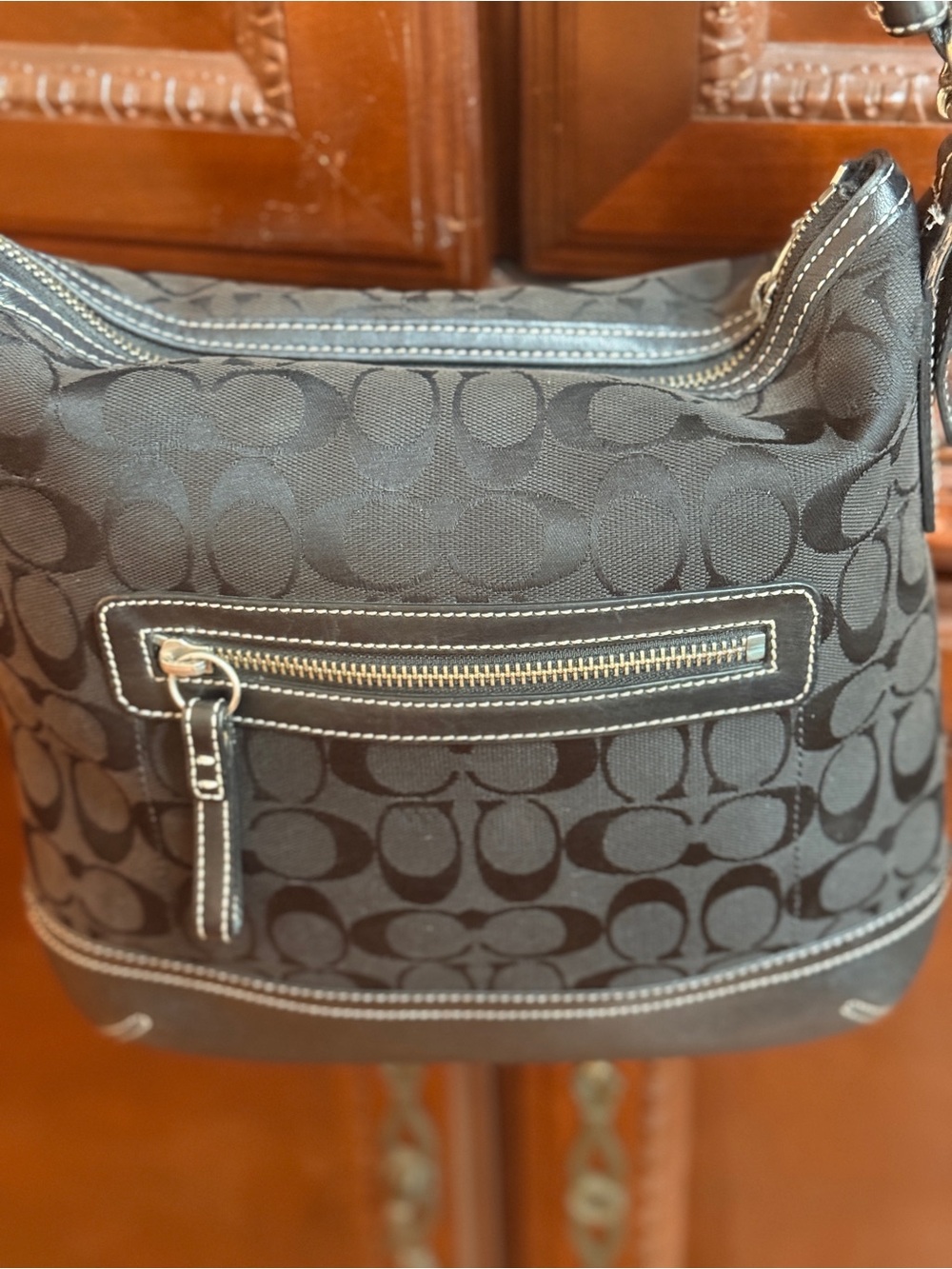 Coach EUC vintage Black Signature 
Jacquard shoulder bag w/
Tassel no call outs - Picture 5 of 13